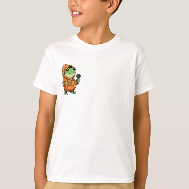 Rapper Frog with Microphone Kids T-Shirt (Front)