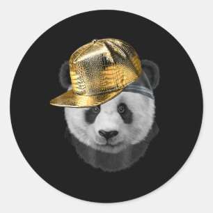 Rapper Giant Panda In Hip Hop Cap Classic Round Sticker
