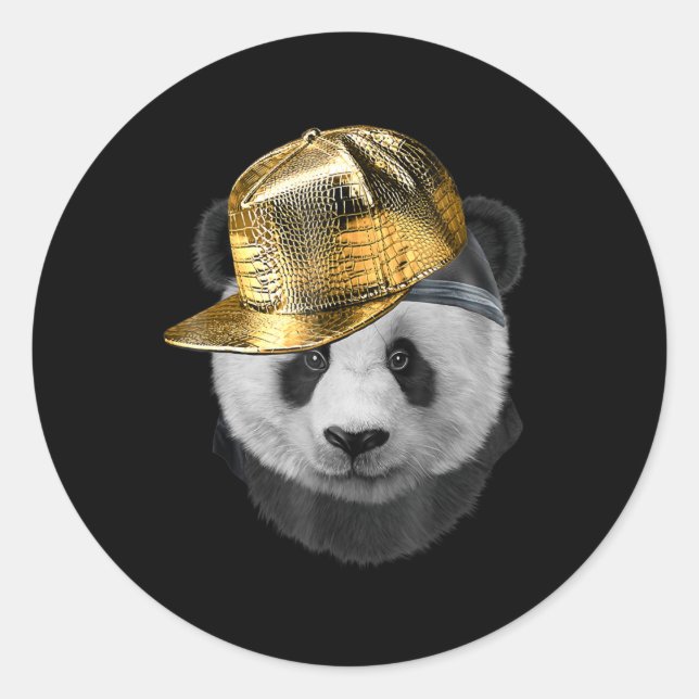 Rapper Giant Panda In Hip Hop Cap Classic Round Sticker (Front)