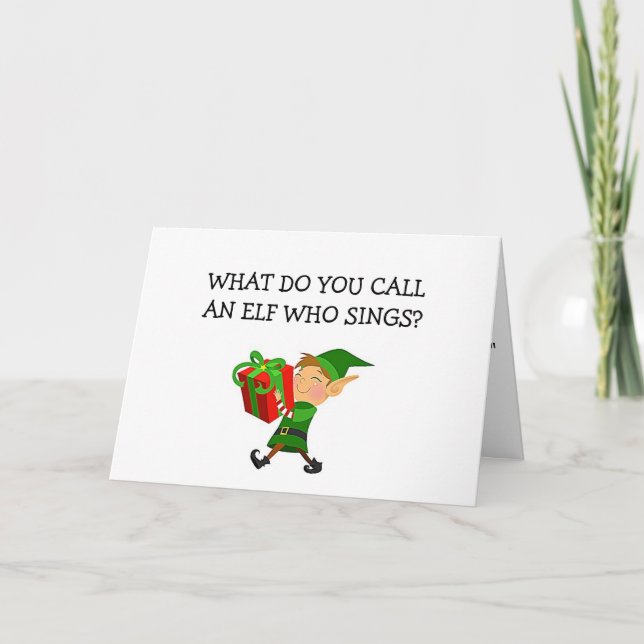 "RAPPING ELF" IS FLIRTING OUTRAGOUSLY AT CHRISTMAS HOLIDAY CARD (Front)