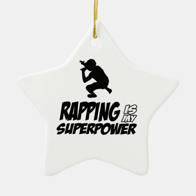 Rapping hip hop designs ceramic tree decoration (Front)