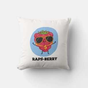 Raps-berry Funny Rapper Raspberry Pun Cushion