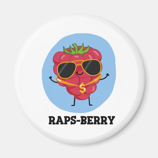 Raps-berry Funny Rapper Raspberry Pun Magnet (Front)