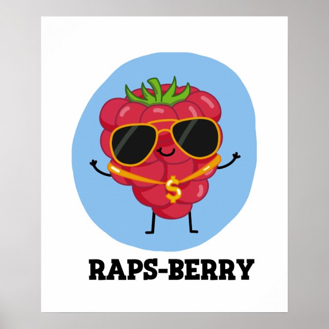 Raps-berry Funny Rapper Raspberry Pun Poster (Front)