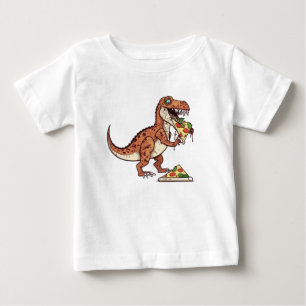 Raptor dinosaur eating pizza, Birthday Gift  Baby T-Shirt