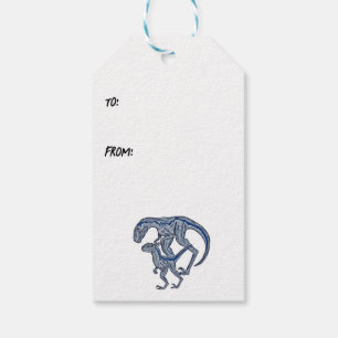 Raptor dinosaur infant newborn boy girl gift tags