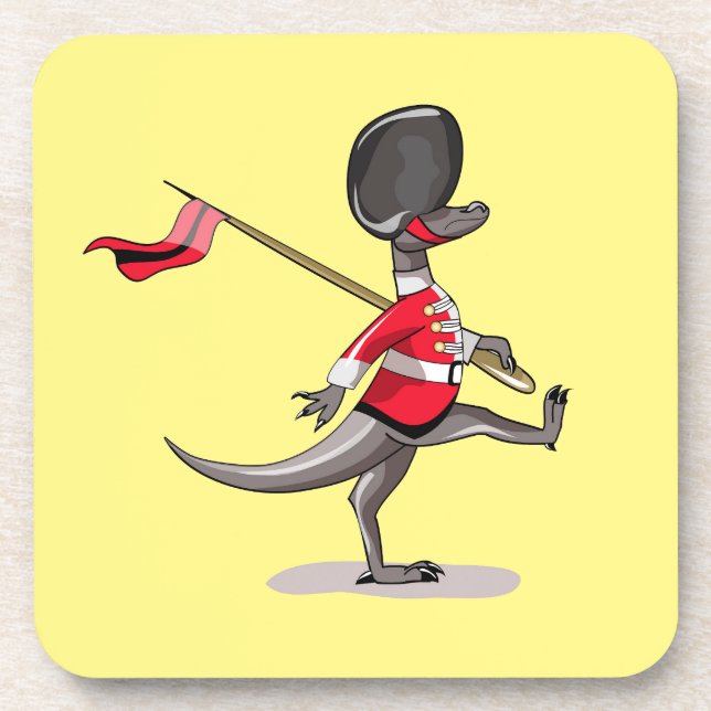 Raptor Dressed As A British Guard. Coaster (Front)