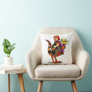 Raptor Holding Bottle Of Sparkling Wine & Flowers Cushion