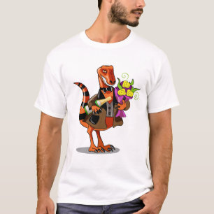 Raptor Holding Bottle Of Sparkling Wine & Flowers T-Shirt