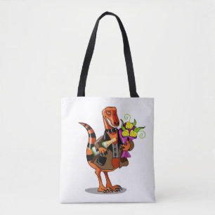 Raptor Holding Bottle Of Sparkling Wine & Flowers Tote Bag