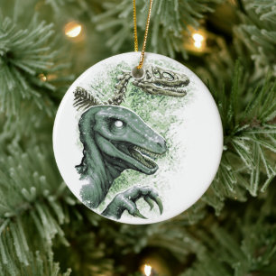 Raptor in Green Ceramic Tree Decoration