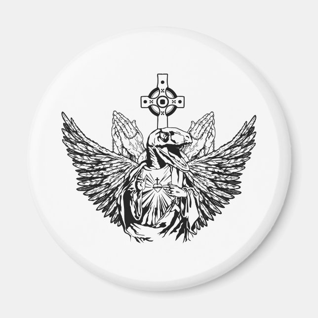 Raptor Jesus Loves You Magnet (Front)