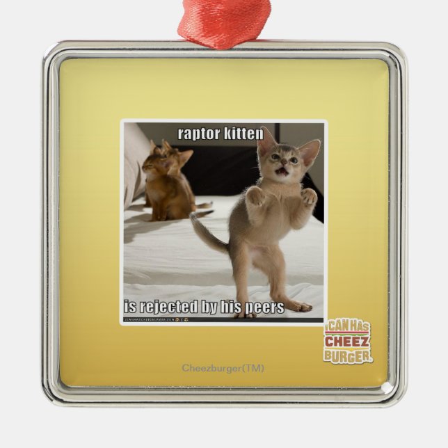 Raptor Kitten Metal Tree Decoration (Front)