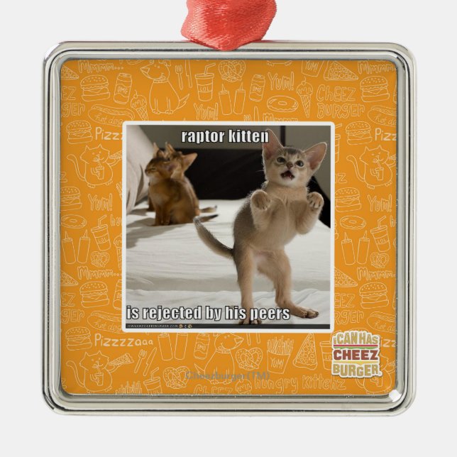 Raptor Kitten Metal Tree Decoration (Front)