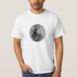 Raptor on bicycle in the sky with moon T-Shirt