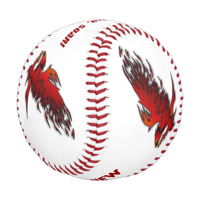 Raptor Red Flames Motivational Quote Custom Baseball (Angled)
