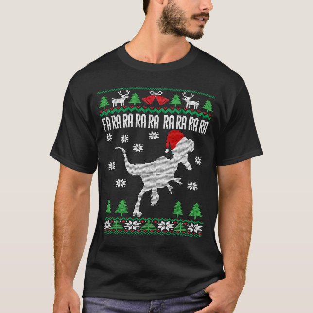 Raptor Santa Hat Velociraptor Dinosaur  Ugly Chris T-Shirt (Front)