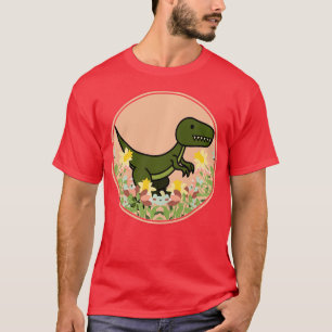 Raptor Velociraptor Dino Dinosaurs Floral Flowers T-Shirt