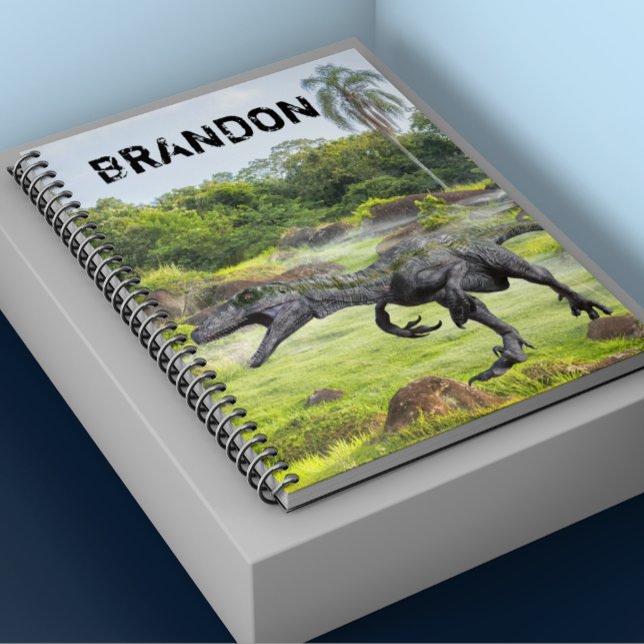 Raptor Velociraptor Dinosaur Monogram  Notebook (Creator Uploaded)