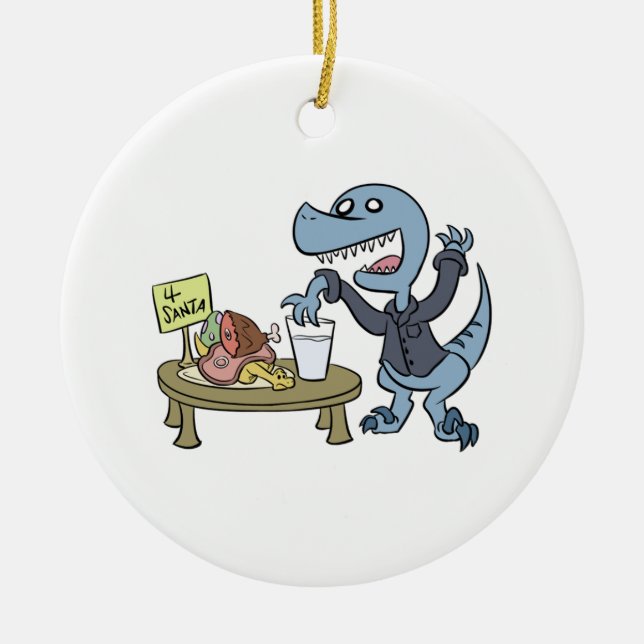 Raptor with Santa Treats Ornament (Front)