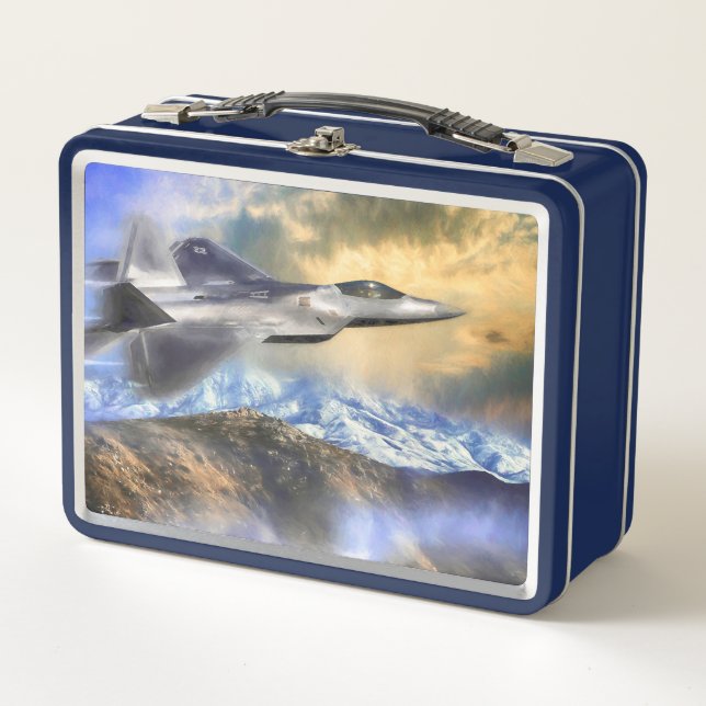 RAPTORS OVER AMERICA F22 JET METAL LUNCH BOX (Front)