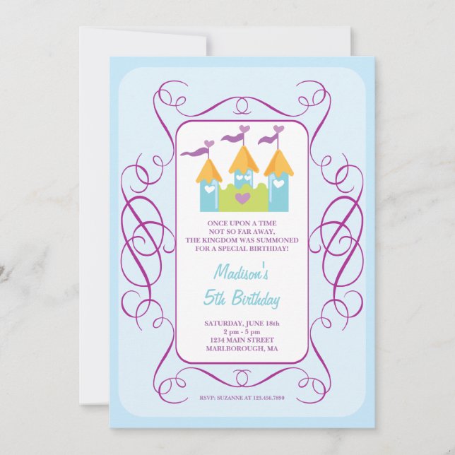 Rapunzel's Castle Birthday Invitation (Front)