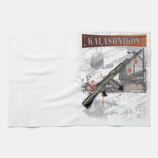 RARE AK-47 RUSSIAN ARMY KALASHNIKOV GUN MILITARY TEA TOWEL (Horizontal)