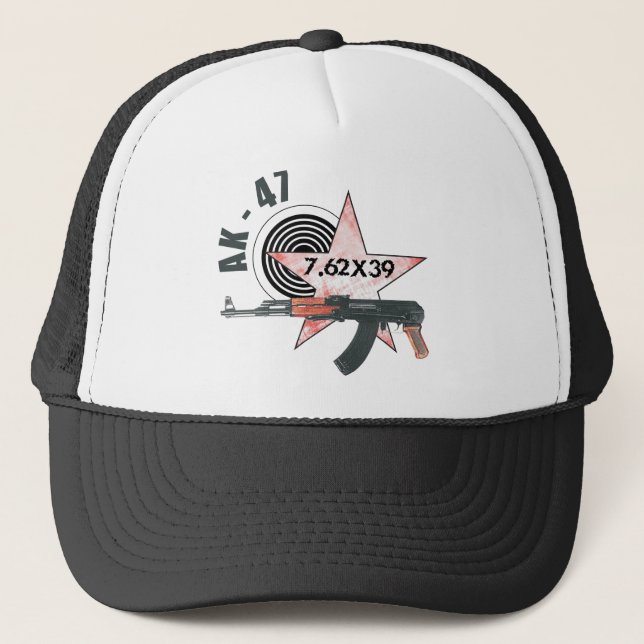 RARE AK-47 RUSSIAN ARMY KALASHNIKOV GUN MILITARY TRUCKER HAT (Front)