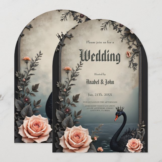 Rare as a black swan, timeless as true love.  invitation (Front/Back)