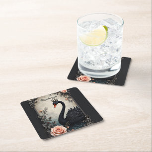 Rare as a black swan, timeless as true love. square paper coaster