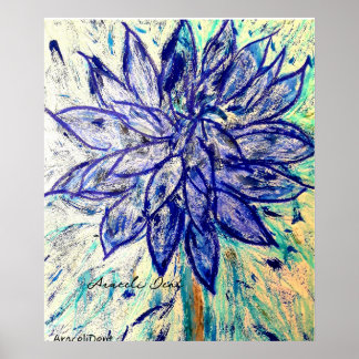 Rare Blue Dahlia Flower Poster
