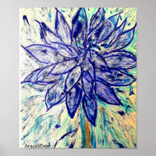 Rare Blue Dahlia Flower Poster