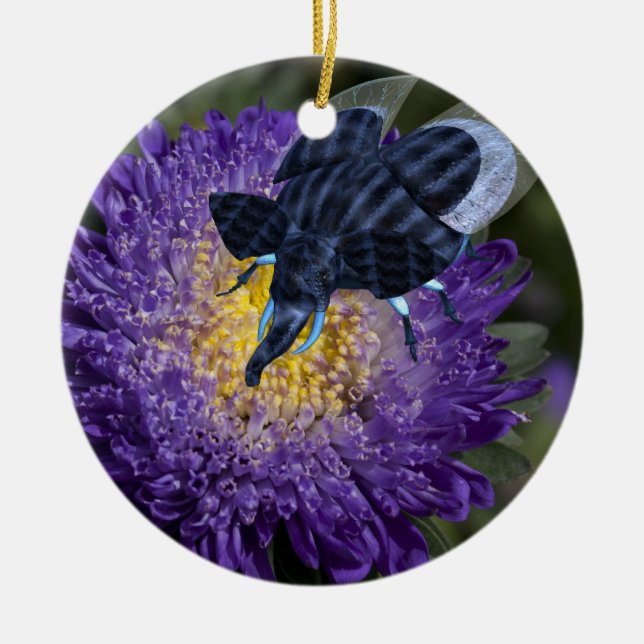 Rare Blue Elephant Bug Ceramic Tree Decoration (Front)