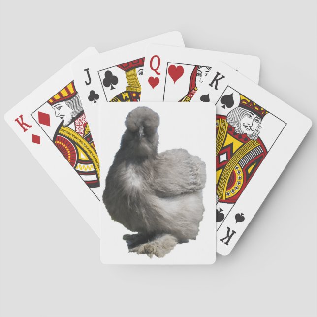 Rare Cute Chicken Breed Blue Silkie Hen Poultry Playing Cards (Back)