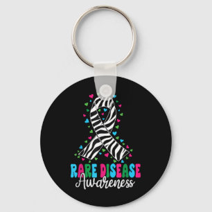 Rare Disease Awareness 2025 Zebra Ribbon Rare Dise Key Ring