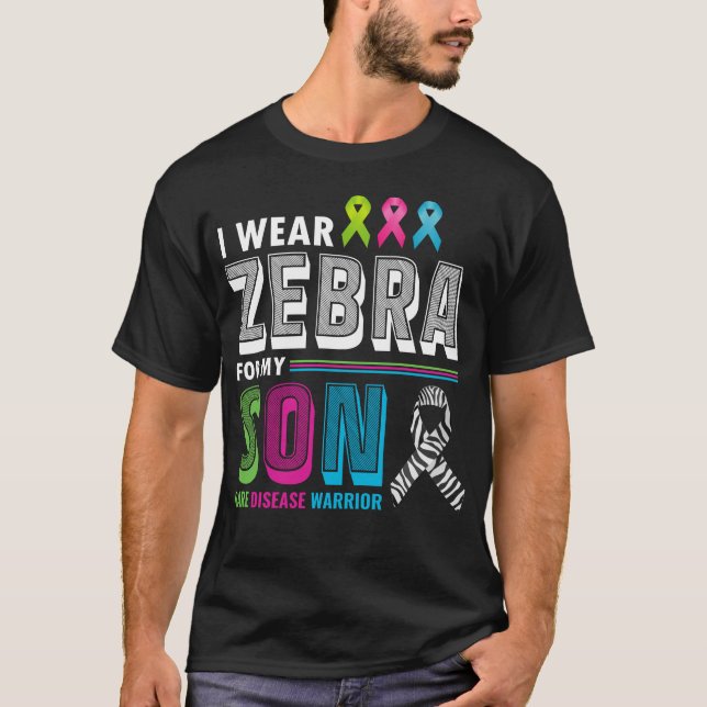 Rare Disease Awareness Day Zebra Ribbon Fighter  T-Shirt (Front)