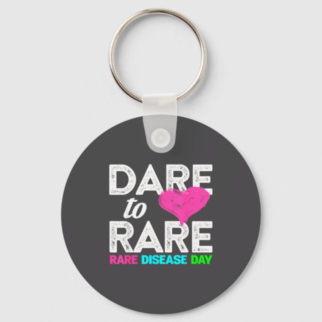Rare Disease Awareness Shirt - Dare To Rare Diseas Key Ring (Front)