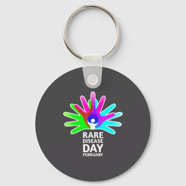 Rare Disease Awareness Shirt - Rare Diseases Day 2 Key Ring (Front)