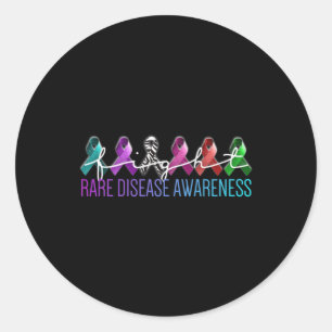 Rare Disease Awareness Zebra Ribbon Chronic Diseas Classic Round Sticker