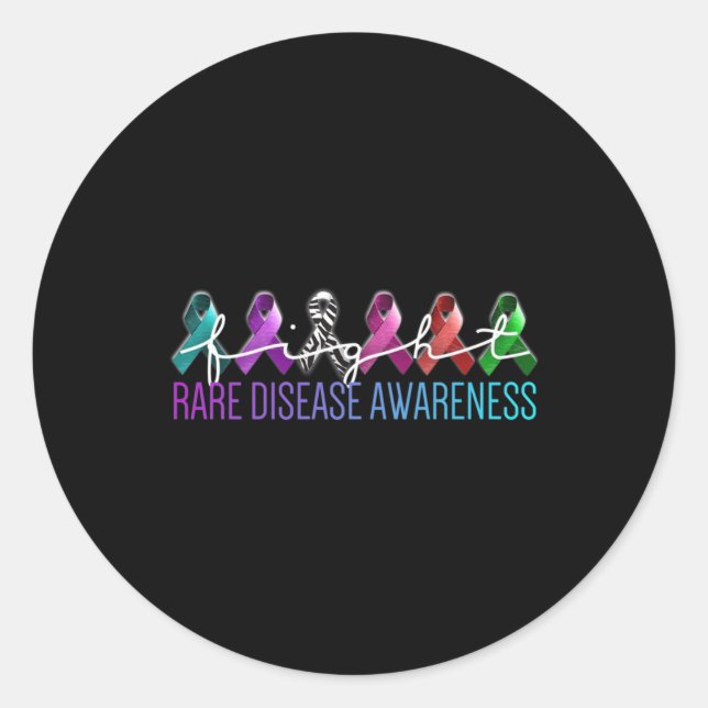 Rare Disease Awareness Zebra Ribbon Chronic Diseas Classic Round Sticker (Front)