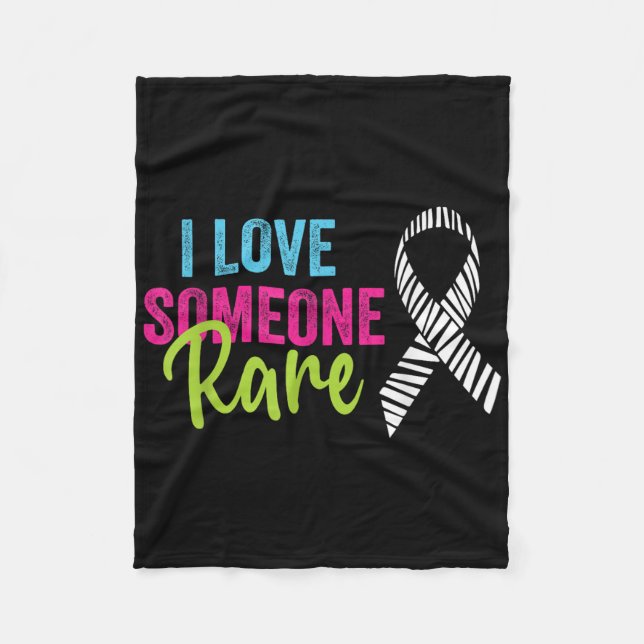 Rare Disease Awareness Zebra Ribbon, I Love Someon Fleece Blanket (Front)