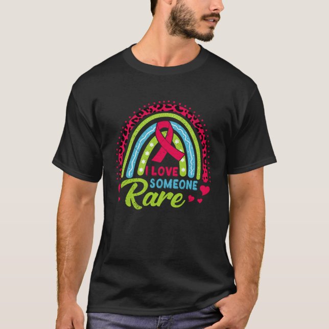 Rare Disease Awareness Zebra Ribbon I Love Someone T-Shirt (Front)