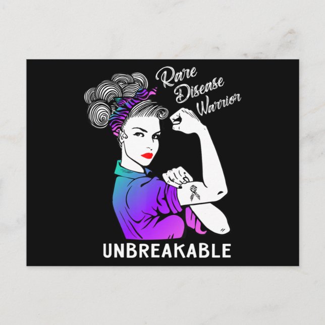 Rare Disease Warrior Unbreakable T-Shirt Awareness Postcard (Front)