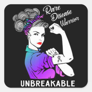 Rare Disease Warrior Unbreakable T-Shirt Awareness Square Sticker
