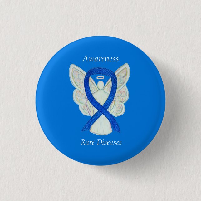 Rare Diseases Denim Awareness Angel Ribbon Pin (Front)