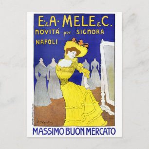 Rare E. A. Mele, Naples, Italy 1902 Vintage Poster Postcard