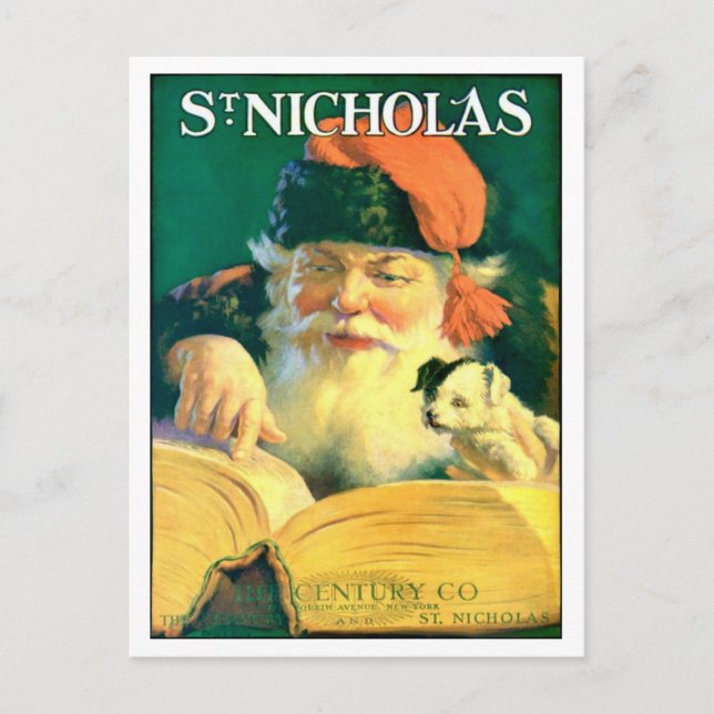 RARE EARLY VINTAGE SANTA W "GOOD" BOOK POSTCARD (Front)