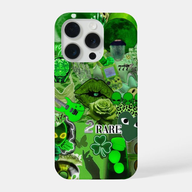 Rare Energy Green Collage – Alien Aesthetic & Vibe iPhone Case (Back)