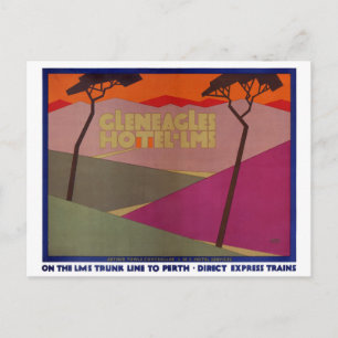 Rare Gleneagles Vintage Travel Poster Restored Postcard