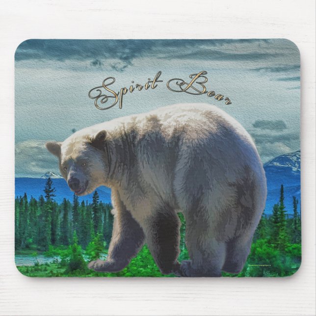 Rare Kermode Bear (Spirit Bear) Wildlife Design Mouse Mat (Front)